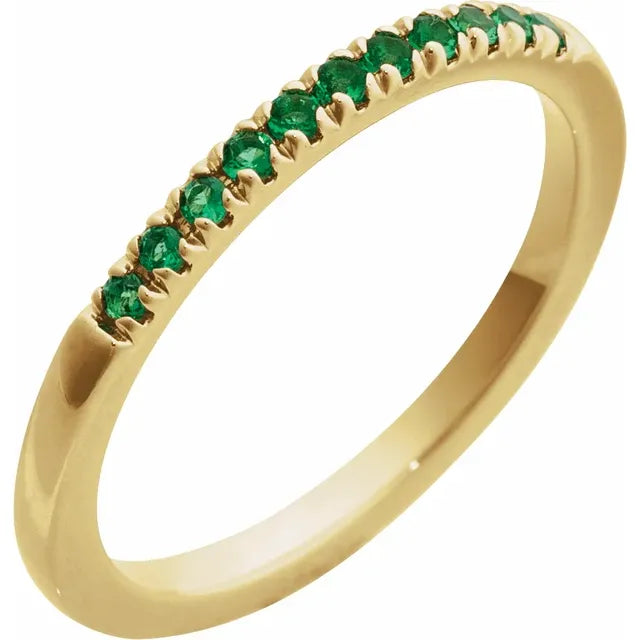 14K Yellow Natural Emerald (May) Stackable Ring