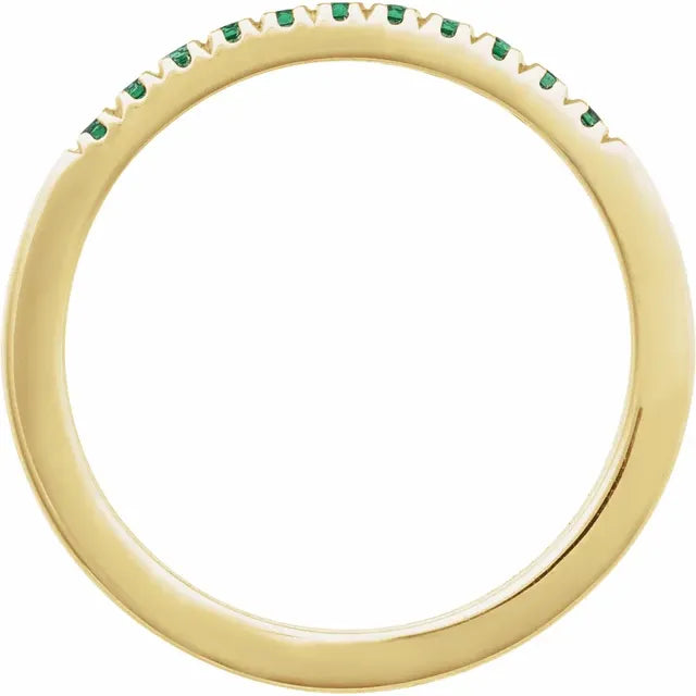 14K Yellow Natural Emerald (May) Stackable Ring