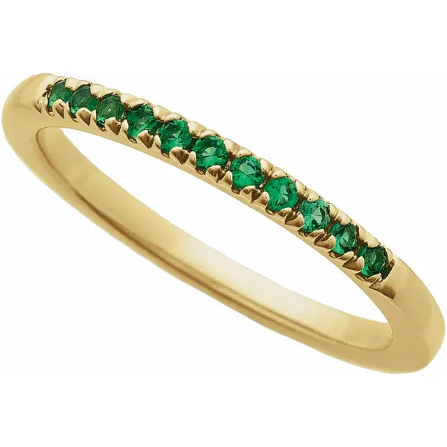 14K Yellow Natural Emerald (May) Stackable Ring