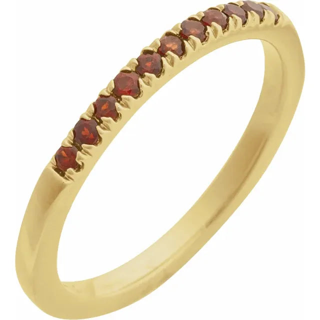 14K Yellow Natural Mozambique Garnet Stackable Ring