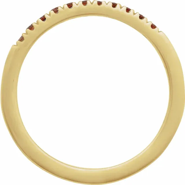14K Yellow Natural Mozambique Garnet Stackable Ring