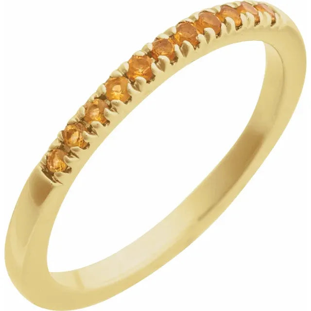 14K Yellow Natural Citrine (November) Stackable Ring