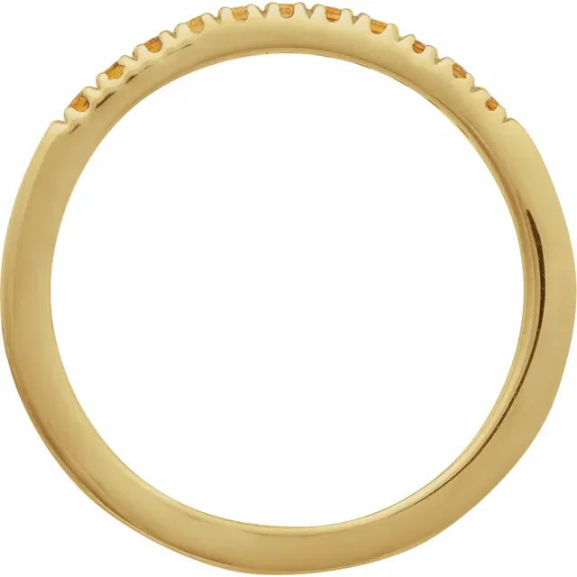 14K Yellow Natural Citrine (November) Stackable Ring