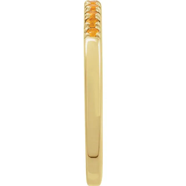 14K Yellow Natural Citrine (November) Stackable Ring