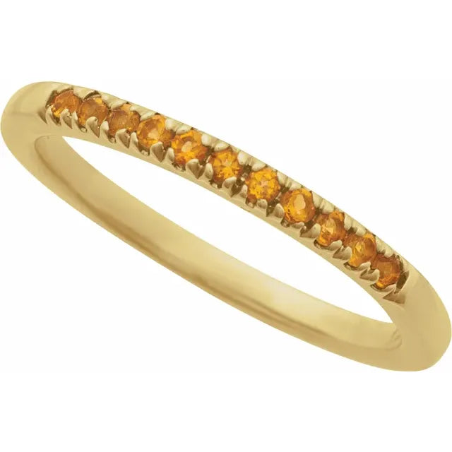 14K Yellow Natural Citrine (November) Stackable Ring