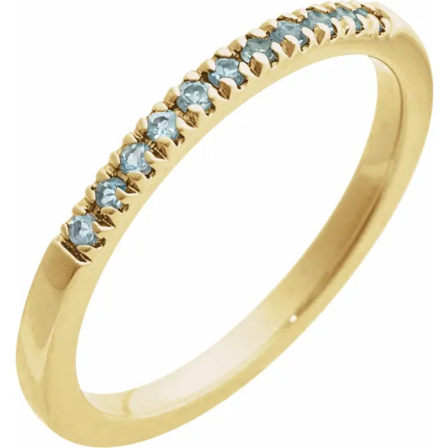 14K Yellow Aquamarine (March) Stackable Ring
