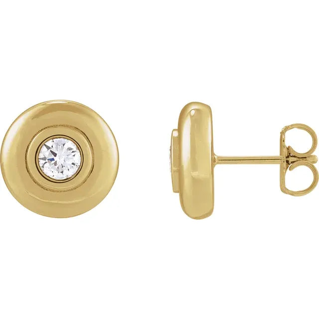 14K Yellow 1/2 CTW Lab-Grown Diamond Puffed Stud Earrings