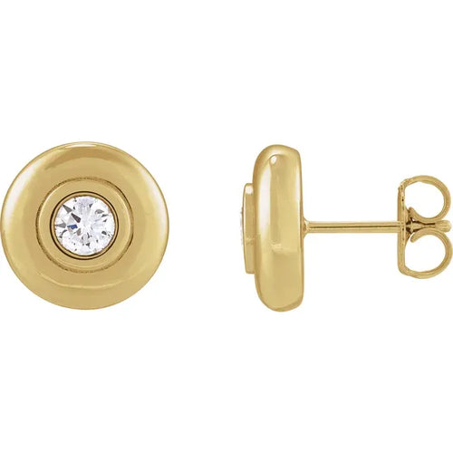 14K Yellow 1/2 CTW Lab-Grown Diamond Puffed Stud Earrings