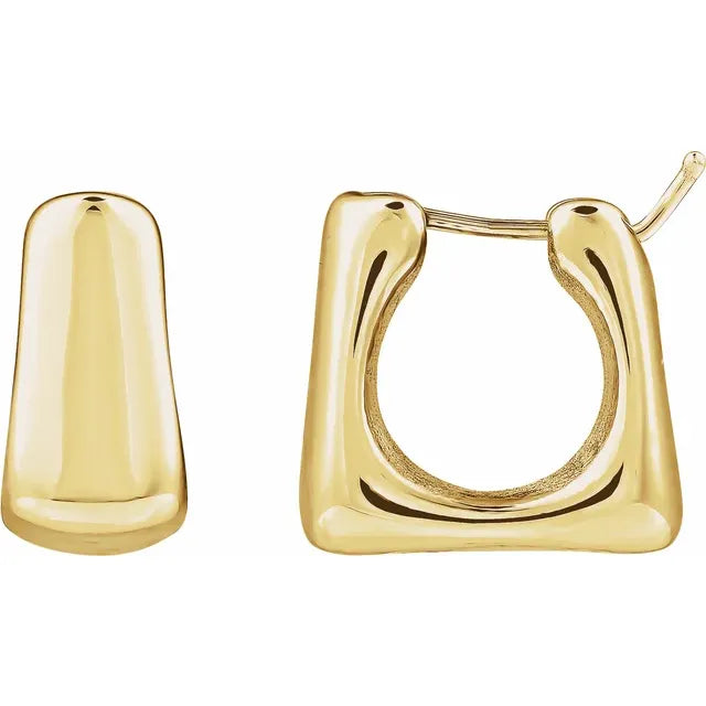 14K Yellow Electroform Square 16.7 mm Hoop Earrings
